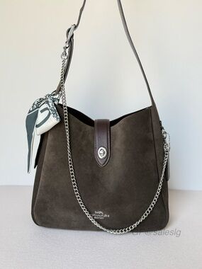 NWT Coach Hadley Convertible Shoulder Crossbody Bag Suede Espresso Brown Styled